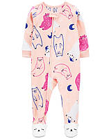 Флисовая пижама человечек с закрытой стопой для девочек Зверята на розовом Картерс 5Т (105-110 см; 17-19 кг)