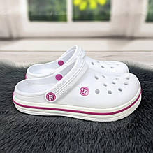 Сабо крокси жіночі білі з малиновою смужкою Даго Стиль 2578