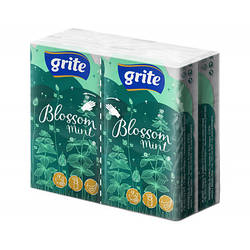 Серветки косметичні Grite Blossom Mint 3 шари 10 шт х 4 пачки 4770023349146 smart