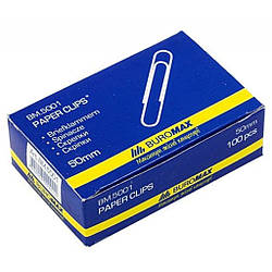 Скріпки канцелярські Buromax 50мм, nickel-plated, 100шт BM.5001 smart