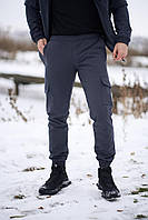 Мужские повседневные серые карго штаны из софтшелла, теплые мужские зимние комфортные серые штаны на флисе