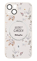 Apple iPhone 13 чохол пластик силікон накладка Flower Case (Mag Safe + Camera Protection) White