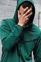 Брендовая зип худи Nike Tech Fleece мужская Кофта Найк теч флис зеленого цвет