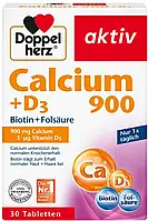 Доппельгерц Кальцій 900 + Д3 + Біотин + Фолієва кислота Doppelherz Calcium 900 + D3 + Biotin + Folsäure