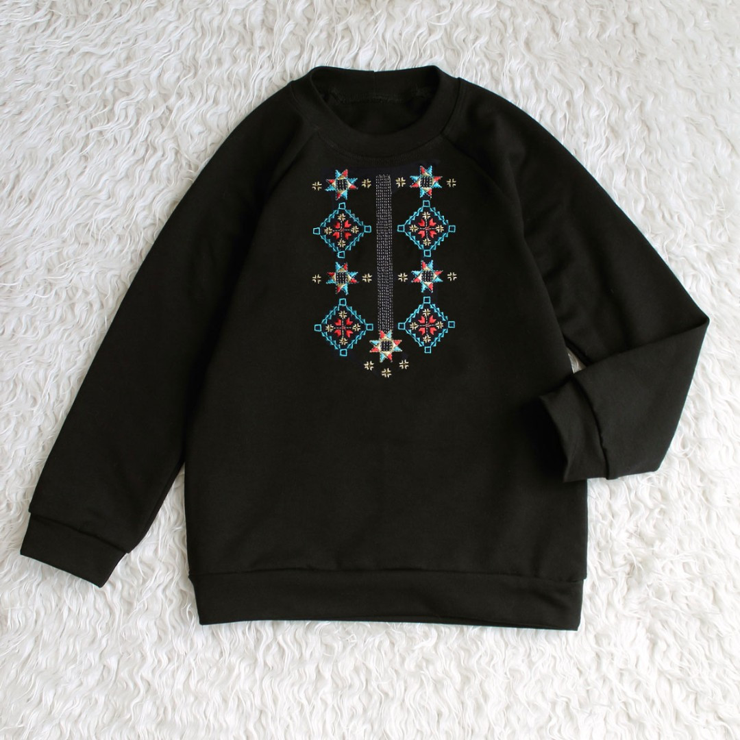 Дитячий світшот з вишитим узором Різдвяні зорі, двонитка унісекс, фото 1