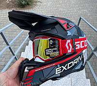 Шлем кроссовый с очками, мотошлем Fox, шлем на ендуро, скутер