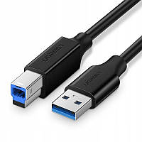 Кабель для принтера жорсткого диску камери USB-A на USB-B 3.0 UGREEN US210 Print Cable 2 метри (чорний)