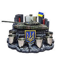 Военный подарок мужчине, Патриотический сувенир настольная подставка "Украинский танк Т-72Б", Военный сувенир