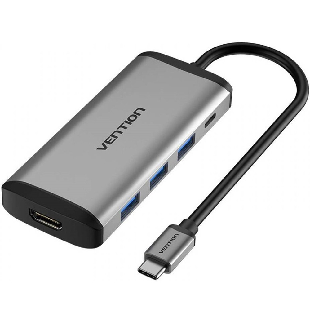 Хаб VENTION CNBHB Type-C to HDMI / 3 USB3.0 / PD Converter 0.15m, Grey, фото 1