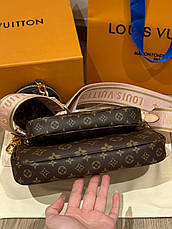 Жіноча коричнева шкіряна сумка Луї Віттон multi pochette мульти пошей 3 в 1 Louis Vuitton Луї Вітон, фото 6