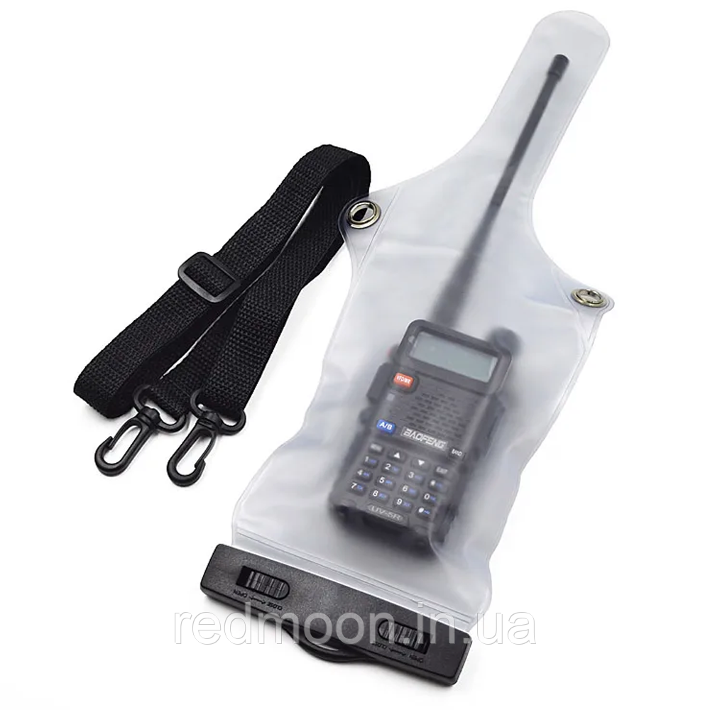 Чохол водонепроникний для рації waterproof bag for 5R, UV82, з ремінцем /Силіконовий чохол для радіостанції, фото 1