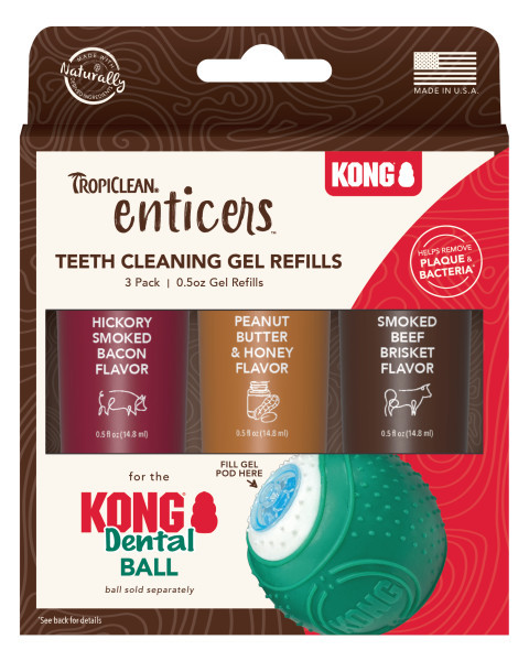 TropiClean Enticers Kong набір зубних гелей з різними смаками для м'ячика Kong для собак (3шт)
