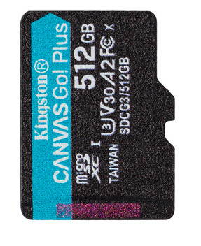 Micro SD 512GB/10 class R170Mb/s U3 V30 A2 Canvas Go! Plus Kingston (SDCG3/512GB), фото 1