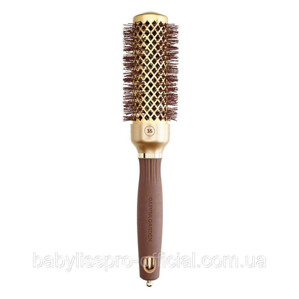 Брашинг Olivia Garden Expert Blowout Shine Wavy Bristles Gold&Brown 35 мм OGID2049