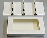 Коробка для міні-еклерів 22*11*4 см, біла з вікном та вставкою, фото 2
