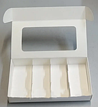 Коробка для міні-еклерів 22*11*4 см, біла з вікном та вставкою, фото 3