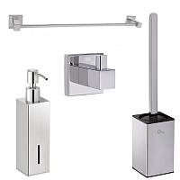 Аксесуари для ванної кімнати Qtap Crow Chrome 2 (4 в 1), набір приладдя у ванну кімнату