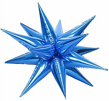 Фольгована куля зірка колючка (їжачок), "Синій", (12 променів)