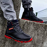 41, 42, 43 р.Черевики чоловічі на хутрі зимові чорні з червоним (Сгб-17-2), фото 2