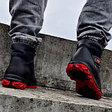 41, 42, 43 р.Черевики чоловічі на хутрі зимові чорні з червоним (Сгб-17-2), фото 5