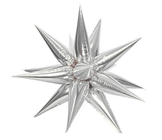 Фольгована куля зірка колючка (їжачок), "Срібний", (12 променів)