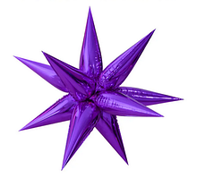 Фольгована куля зірка колючка (їжачок), "Фіолетовий", (12 променів)