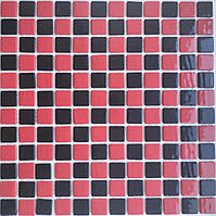 Мозаика красно-черный микс MX25-1/09/21 Chess 31.7х31.7 стеклянная для душевой,кухни,хамама,бассейна
