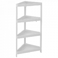 Кутова поличка на 4 секції пластикова 45*26*105см біла Алеана