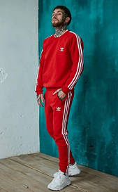 Костюм Adidas зимовий червоний на флісі світшот без капюшона