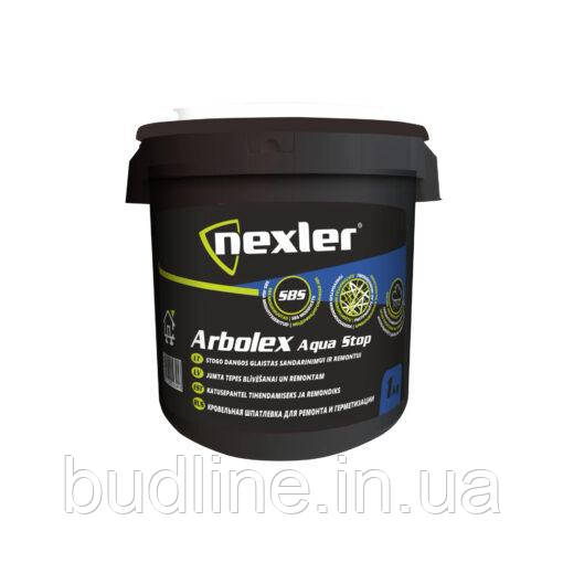 Бітумно-каучукова шпаклівка для ремонту покрівлі Nexler Arbolex Aqua Stop, 1 кг