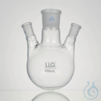 Трьохгорла круглодонна колба, 250 мл, бічні горловини 20°, CN NS 29/32, SN x 2 NS 29/32, бор 3.3