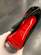 Жіночі чорні шкіряні туфлі-човники Christian Louboutin So Kate Лабутени 12 см з червоною підошвою класичні шкіряні лодочки, фото 5