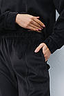 Жіночий велюровий костюм зі світшотом і джогерами чорний (L-XL), фото 3