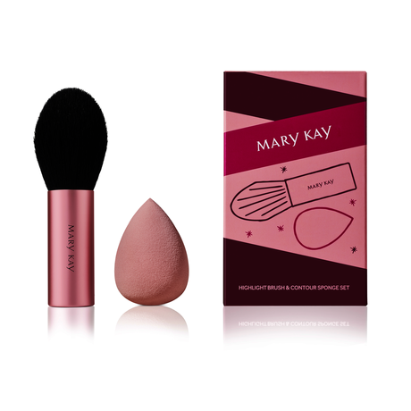 Набір з пензля для хайлайтеру та спонжу для контурингу Mary Kay. Подарункова коробка
