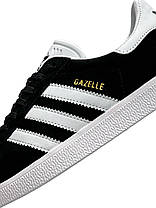 Кросівки чоловічі Adidas Originals Gazelle Адідас Газель низькі чорно-білі замша чорно-білі В'єтнам, фото 5
