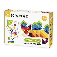 Деревянный детский развивающий набор игрушка Igroteco "Треугольная Мозаика" 64 штуки 900194