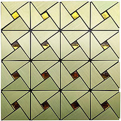 Декоративна алюмінієва мозаїка на самоклеючій основі Зелене золото 300х300х3мм