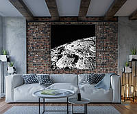Квадратная черно-белая картина для современного интерьера Кратер луны. 60, 60