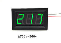 Вольтметр цифровий AC 30-500V змінного струму Зелений 0.56"