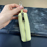 Ключниця з натуральної шкіри лимонного кольору H-14,5 кріплення кільце