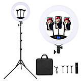 Кільцева світлодіодна лампа HQ-19NS 47см зі штативом 2м пультом сумкою та 3 тримачами LED лампа для фото, фото 10