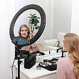 Кільцева світлодіодна лампа HQ-19NS 47см зі штативом 2м пультом сумкою та 3 тримачами LED лампа для фото, фото 9