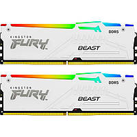 Модуль памяти для компьютера DDR5 64GB (2x32GB) 5600 MHz FURY Beast White RGB Kingston Fury (ex.HyperX)