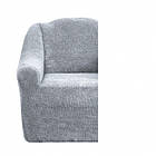 Чохол натяжний на кутовий диван плюшевий хутряний Venera сірий, фото 3