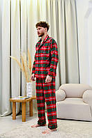 Мужская пижама из байки Brandon цвет красно-зеленый р.S 442026