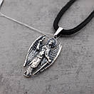 Шовкова срібна цепочка і підвіс Ангел хранитель. Срібна ладанка Архангел Михайло і шовковий шнурок з срібним замком, фото 10