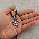 Шовкова срібна цепочка і підвіс Ангел хранитель. Срібна ладанка Архангел Михайло і шовковий шнурок з срібним замком, фото 3