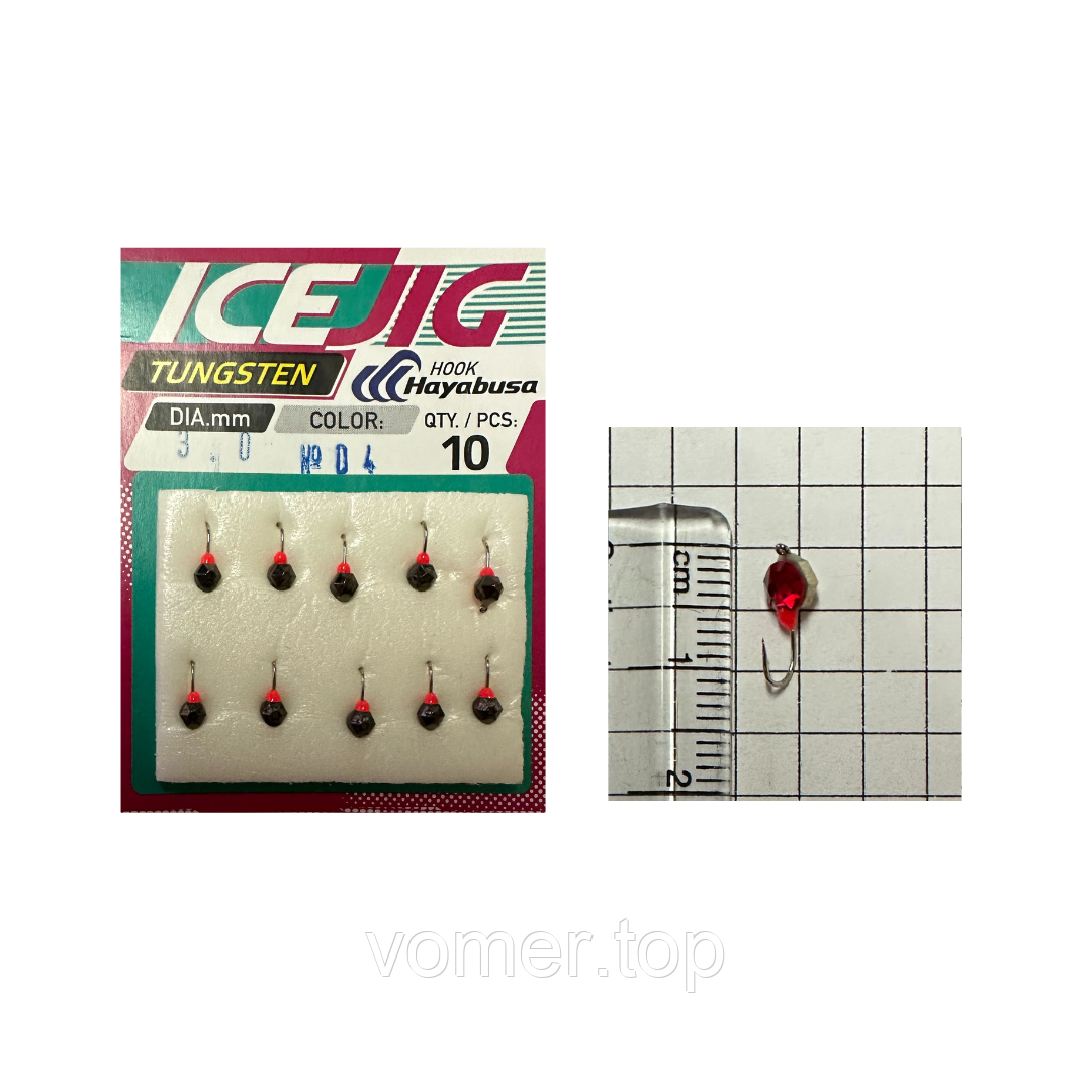 Мормишка Intech Ice Jig Напівкристал з петелькою 0,19г D-3мм(10шт) (№04 чорний)