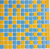 Мозаика АкваМо желто-голубой микс MX25-1/02/11 31.7х31.7 стеклянная для душевой,кухни,бассейна за 1 ШТ