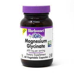 Мінерали Bluebonnet Nutrition Магній гліцинат, 400 Мг, Magnesium Glycinate, 60 вегетаріанс BLB0748 smart